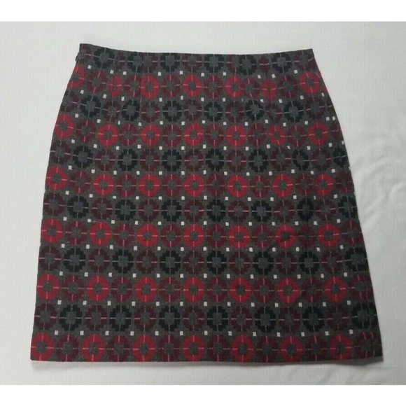 Talbots Petites Sz. 8P Wool Blend Grey/Black/Red Short Skirt W/ Side Zipper - Picture 7 of 7